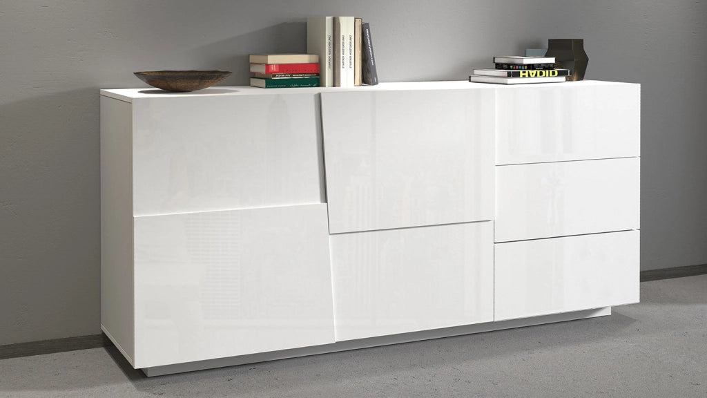 Credenza 2 Ante 180x44x86 cm Pongo 2A 3C Bianco Lucido