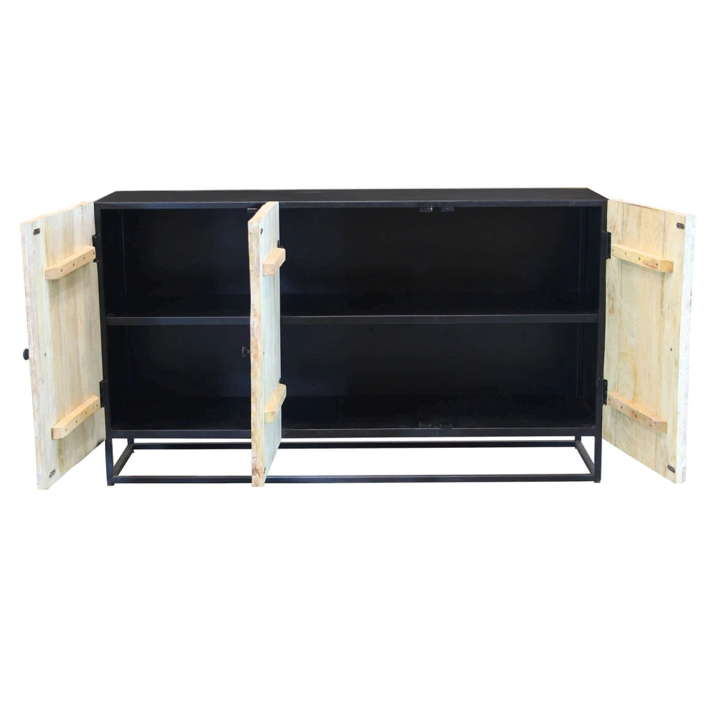 Madia 3 ante per soggiorno Industrial in Legno Metallo cm 150x45x80 - GOMER