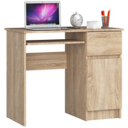 Scrivania per computer AKORD PIKSEL Sonoma Quercia 90 cm 1 anta 1 cassetto 90x50x77 cm Modello a destra