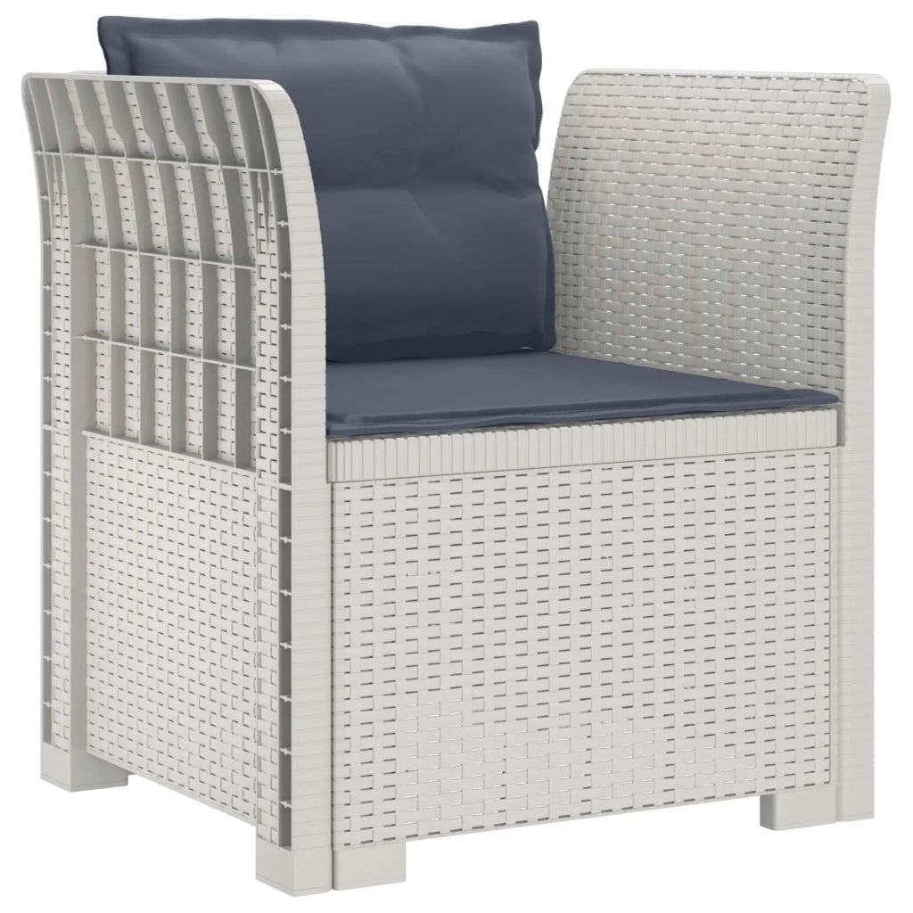 Sedia da giardino-Poltrona a 1 Posto con Cuscini Aspetto Rattan PP Bianco 343301