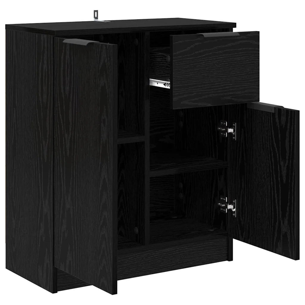 Credenza-Buffet-Armadio da cucina Rovere Nero 60 x 30 x 70 cm Legno multistrato 161573