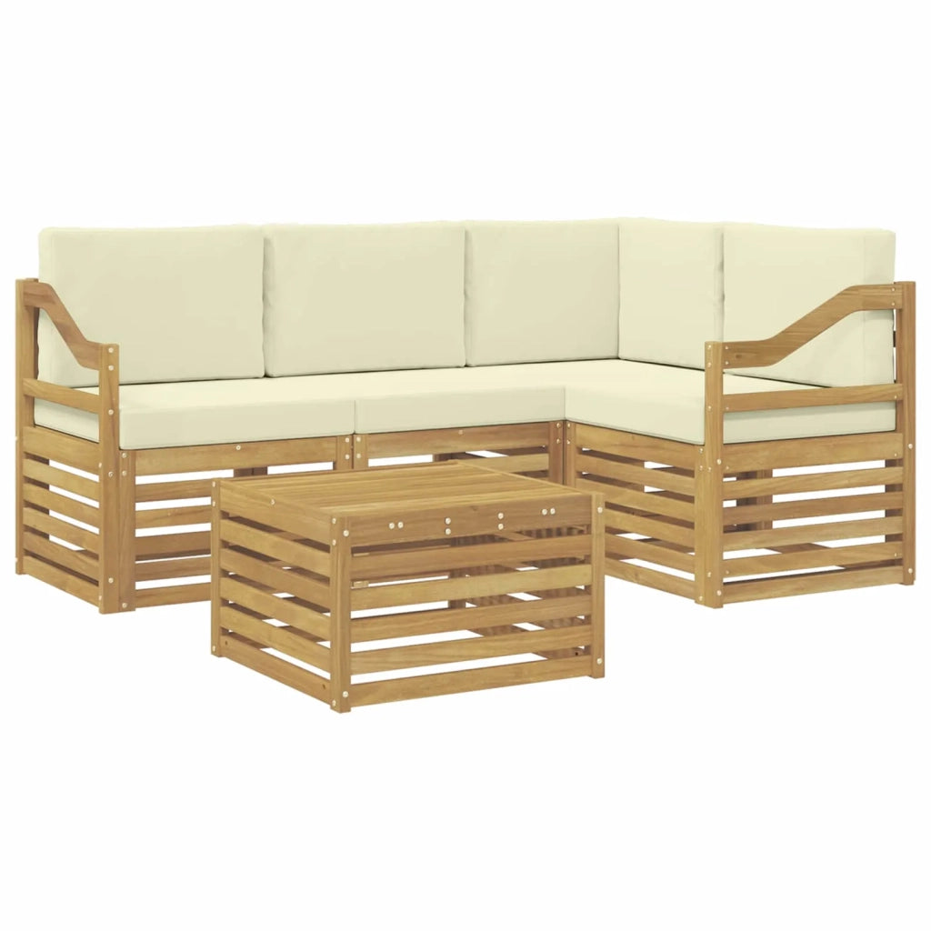 Set di divani da esterno 5 pcs Bianco e Crema Poliestere 3391810