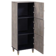 Credenza | Madia | Buffet da pranzo | Armadio da pranzo Grigio e Oro 40 x 33 x 110 cm Legno di mango massello