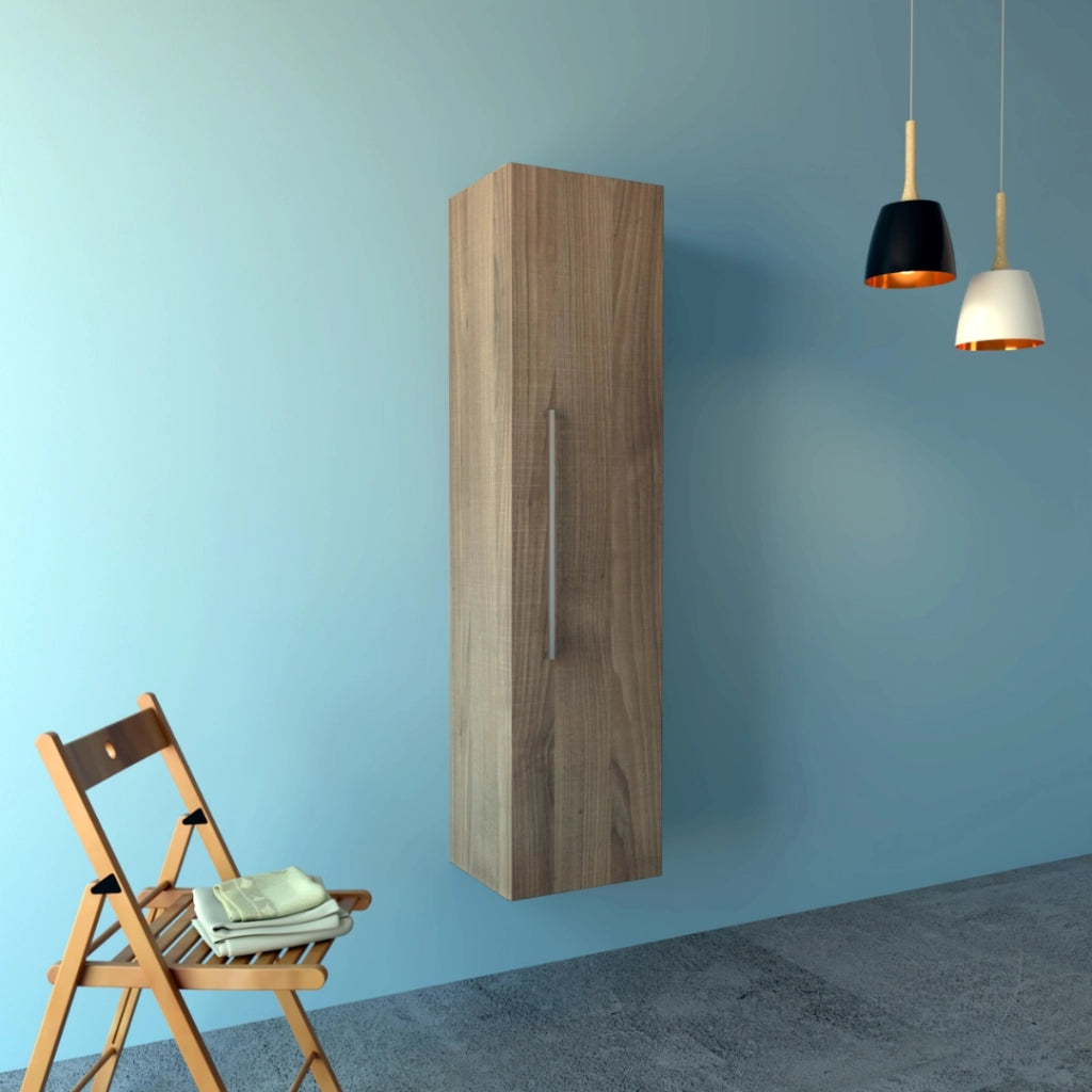 Colonna sospesa senna pensile bagno con anta made in italy reversibile *** finitura- noce tranché, confezione 1