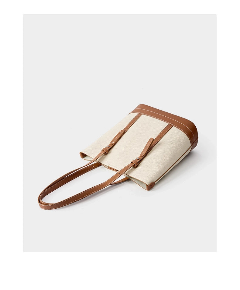 Borsa a mano e a tracolla da donna in vera pelle, colore bianco