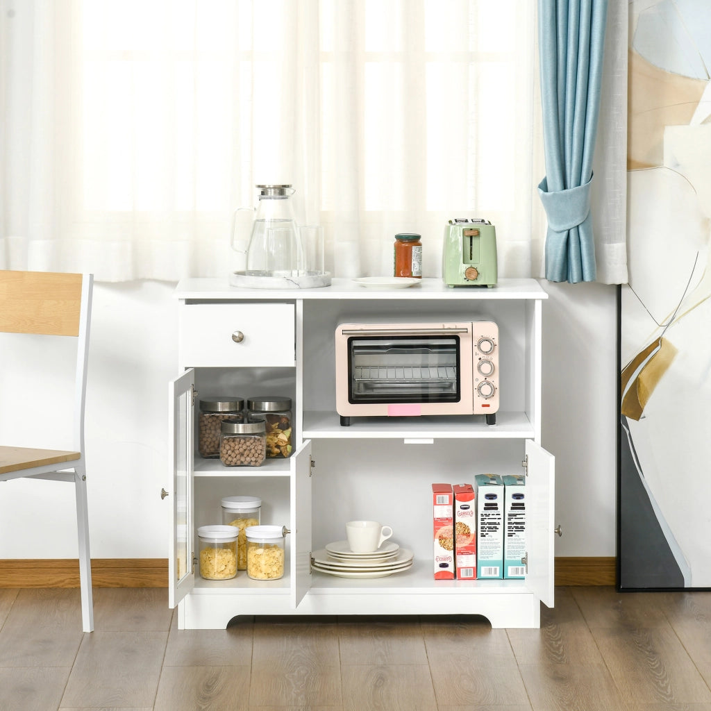 Armadio da cucina ¨C zephmum ¨C 90x40x82 cm, bianco, vetro temperato, legno
