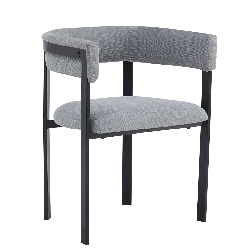 Set di 2 sedie da pranzo 84.99x64.01x42.49 cm con schienale a C in chenille e metallo grigio
