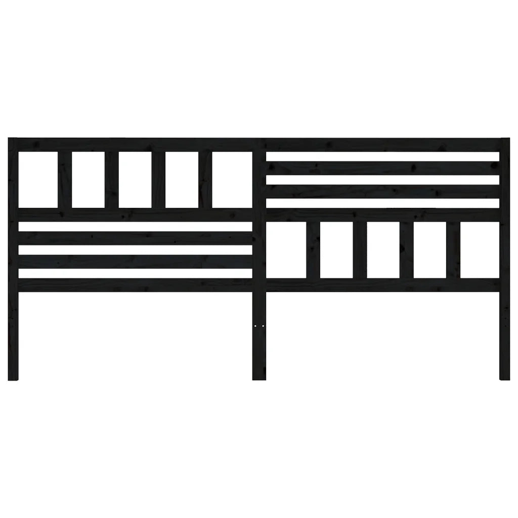 Testiera per Letto Nera 186x4x100 cm in Legno Massello di Pino 814163