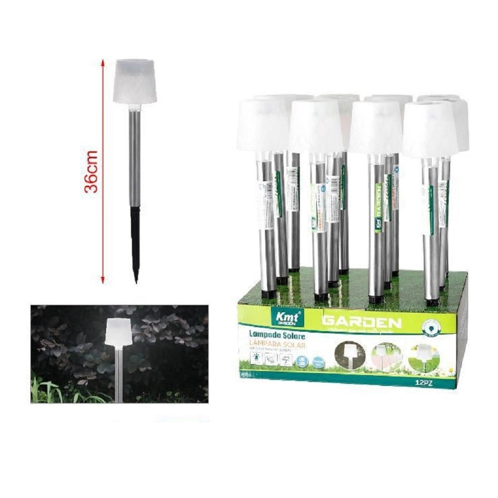 Trade Shop - Set 12pz Lampada Ad Energia Solare 36 Cm Con Picchetto Giardini Vialetti 2003020 -