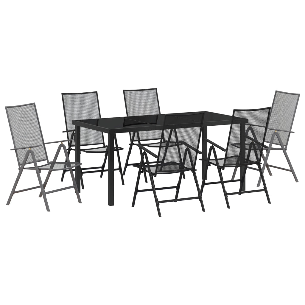 Set da pranzo da giardino 7 pezzi in acciaio antracite