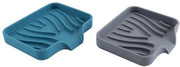 Set di due contenitori di sapone in silicone con scarico portatile per bagno e cucina - Dimensioni 12 x 10 x 1,7 cm