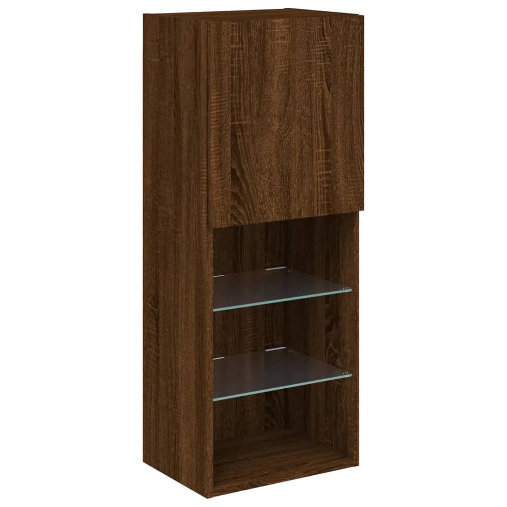 Mobile TV multimediale mensola TV credenza mobile TV per sala da pranzo soggiorno camera da letto con luci LED rovere 40,5 x 30 x 102 cm marrone 02_0026692