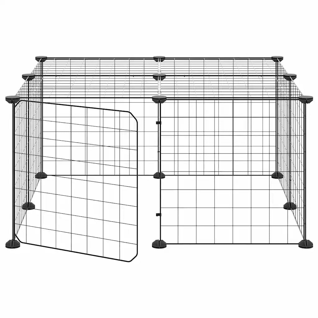 Gabbia per Animali 12 Pannelli con Porta Nero 35x35 cm Acciaio 3114051