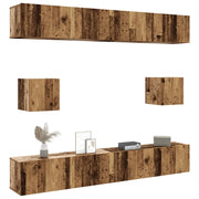 Set Mobile TV 6 pz-Credenza per TV Montato a Parete Legno Antico in Truciolato 484381