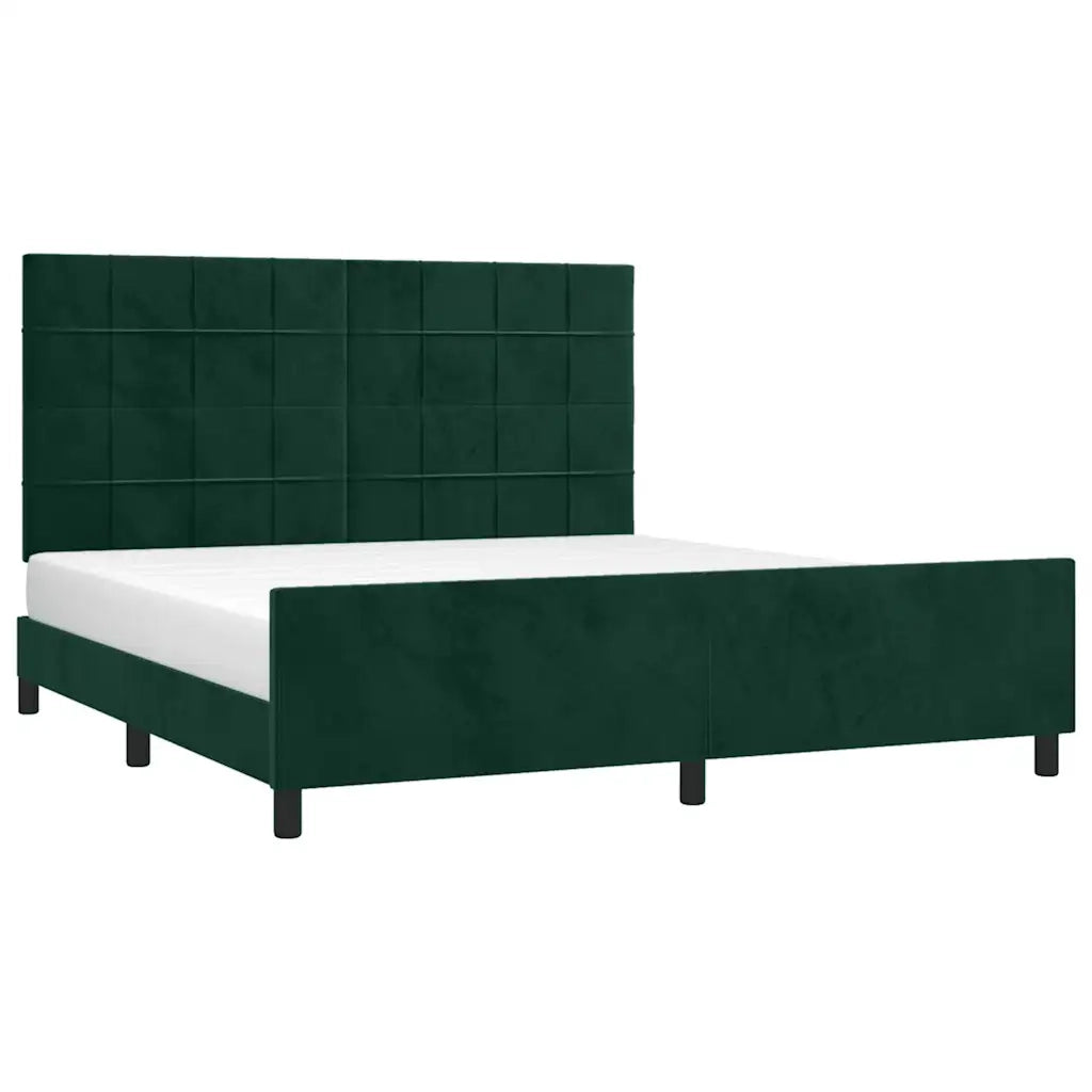 Giroletto senza Materasso-Struttura Letto Verde Scuro 160x200 cm in Velluto 919361