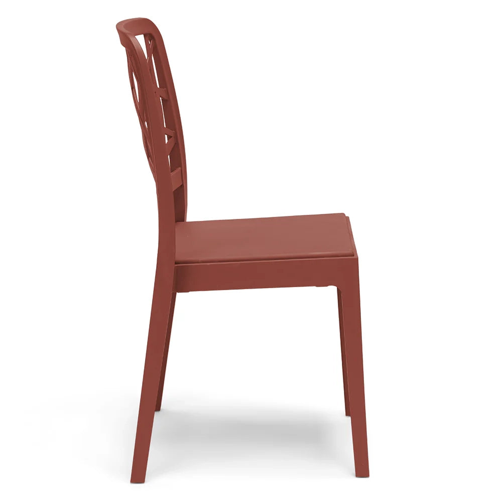 Sedia in polipropilene PENELOPE, impilabile, resistente ai raggi UV, design moderno, ideale per sala da pranzo, cucina, sala d’attesa, bar, ristoranti o giardino, colore Mattone