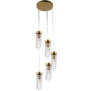 Lampadario sospeso GEA 5xE27 oro cristalli Polux