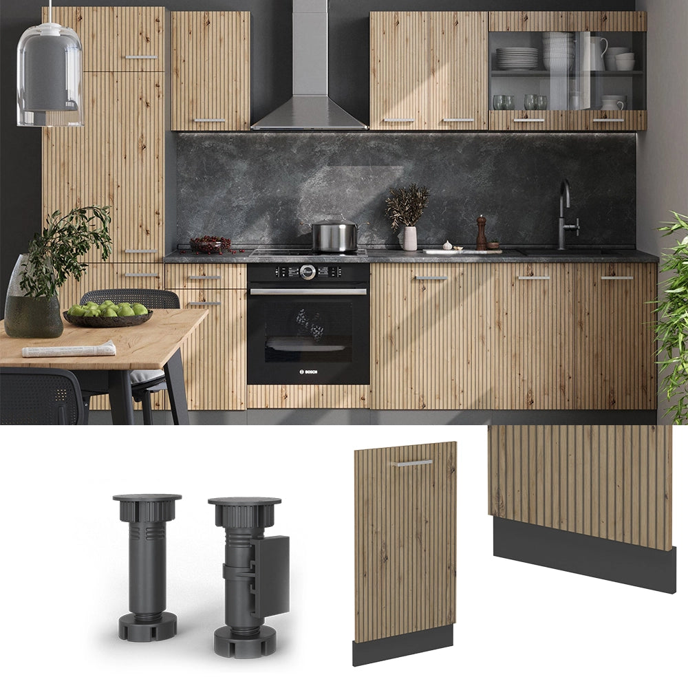 Vicco Coperchio per lavastoviglie Rovere artigianale 45 cm , PL Antracite