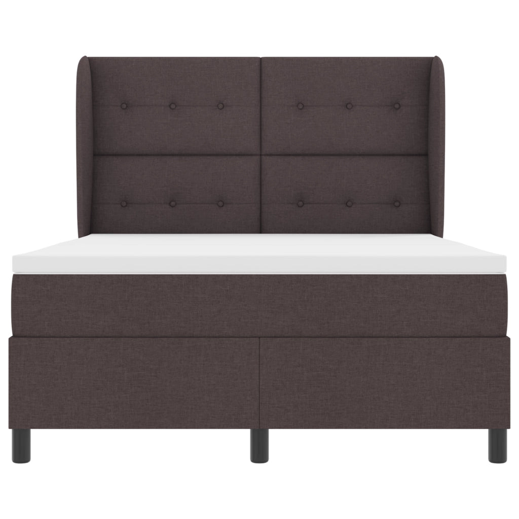 Letto Box Spring con Materasso - Marrone Scuro, 160x200 cm Tessuto