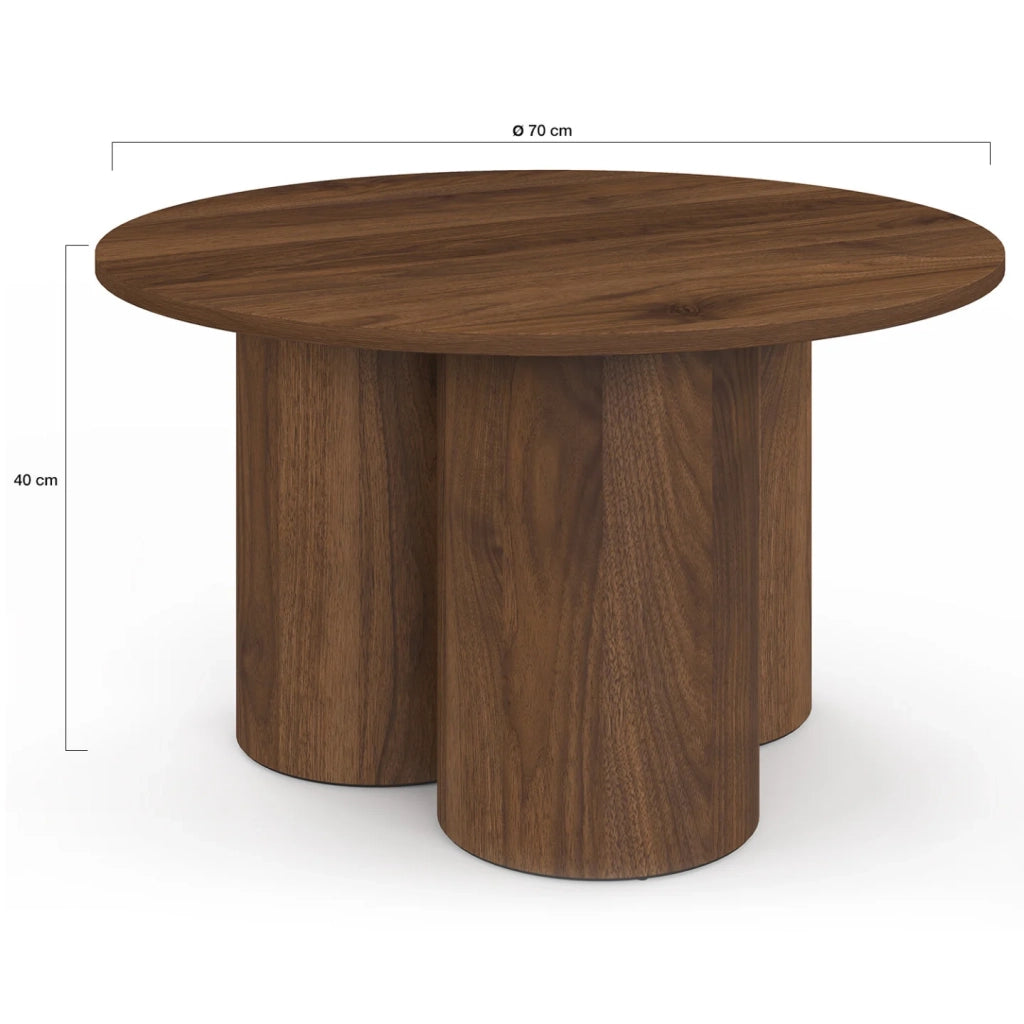 IDMarket - ELOISE Tavolino rotondo da 70 cm in legno effetto noce