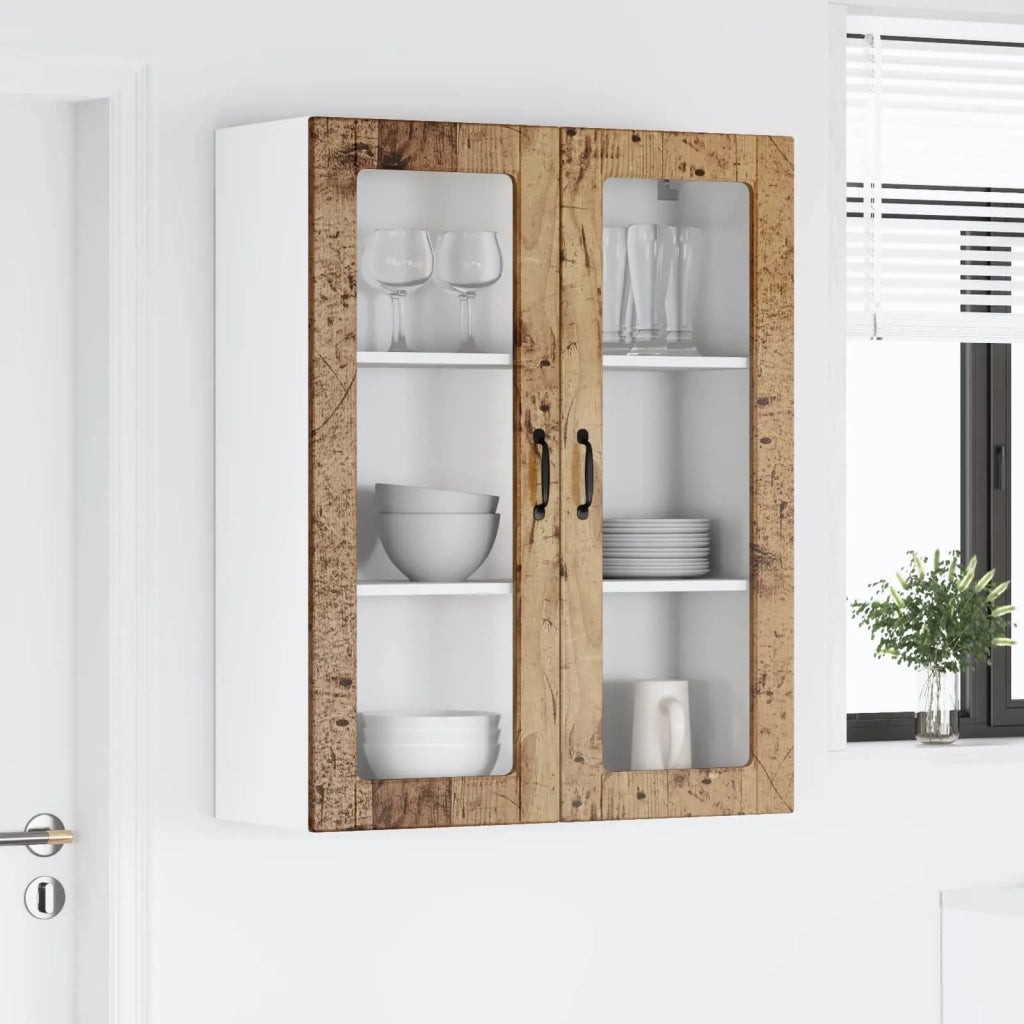 Mobile in vetro da parete LUCCA Legno antico 80 x 31 x 100 cm