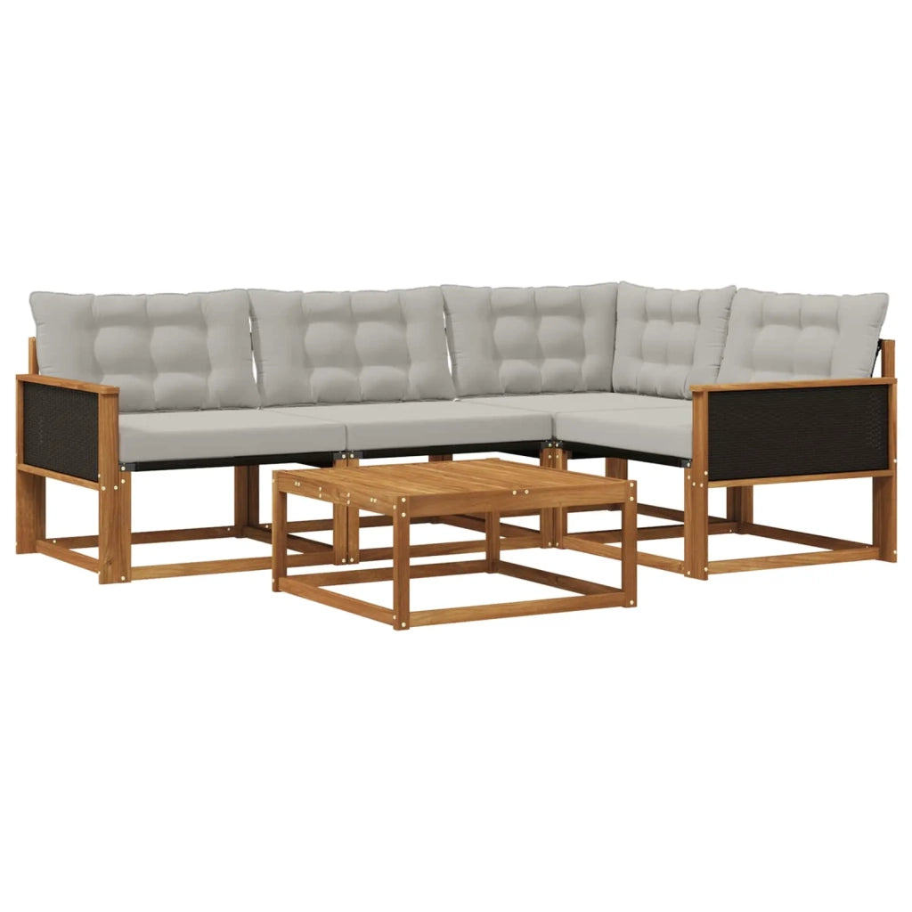 Set di divani da esterno 5 pcs Naturale e Grigio Chiaro