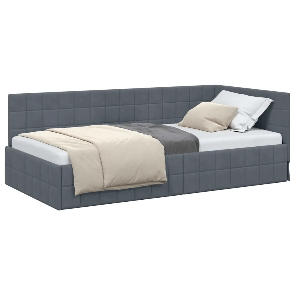 vidaXL Cornice del letto ad angolo Grigio scuro 90 x 200 cm Velluto