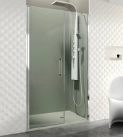Box doccia frontale OPEN pannello fisso + porta battente 110 cm (60+50) nero trasparente