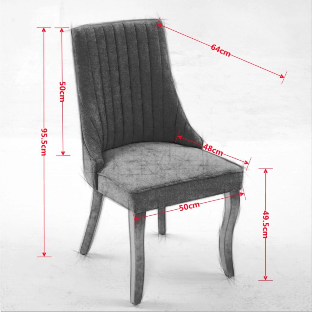 Sedia da sala da pranzo set da 2 con schienale alto imbottito borchie decorative gambe in legno massello ciniglia blu