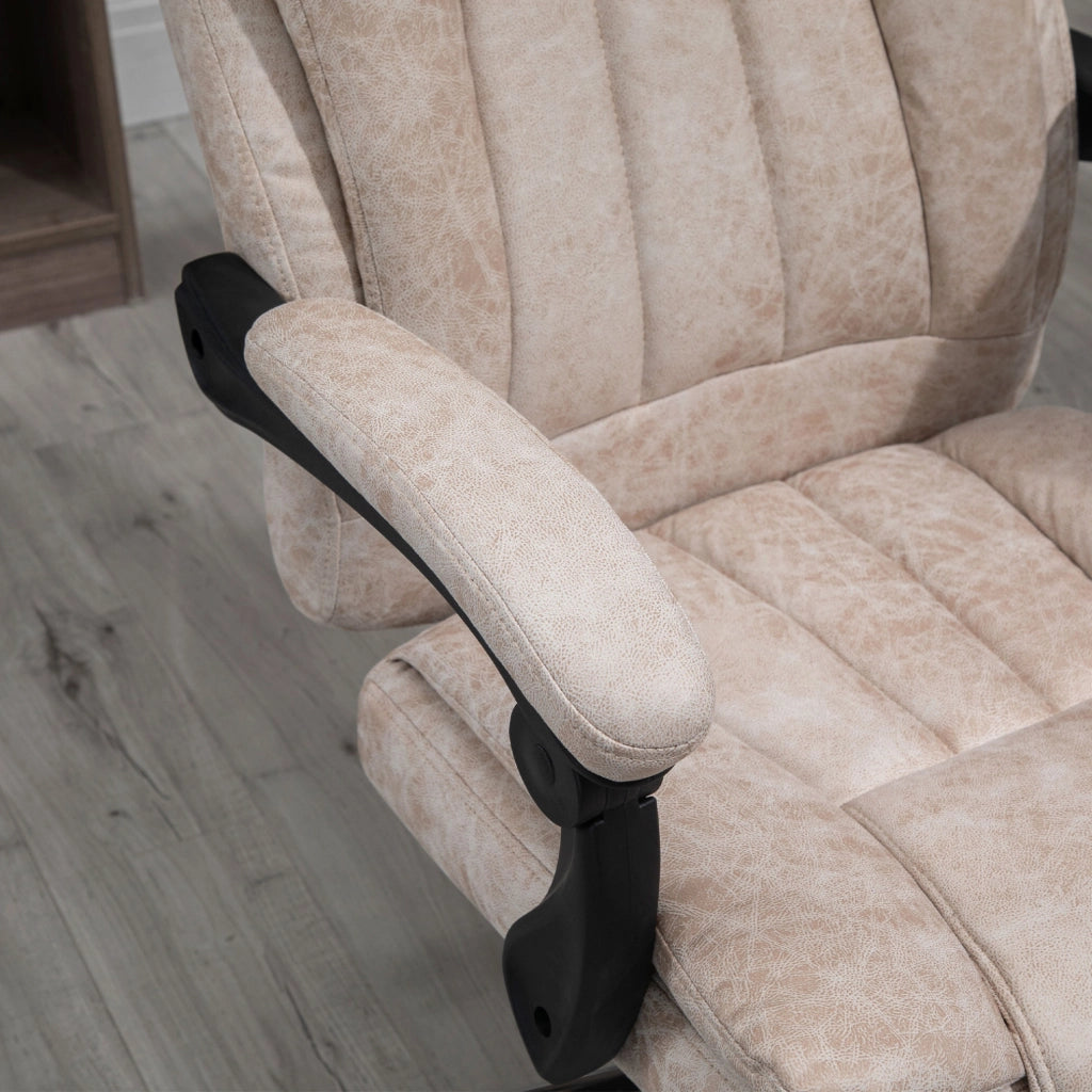Sedia da ufficio ergonomica reclinabile beige con poggiapiedi