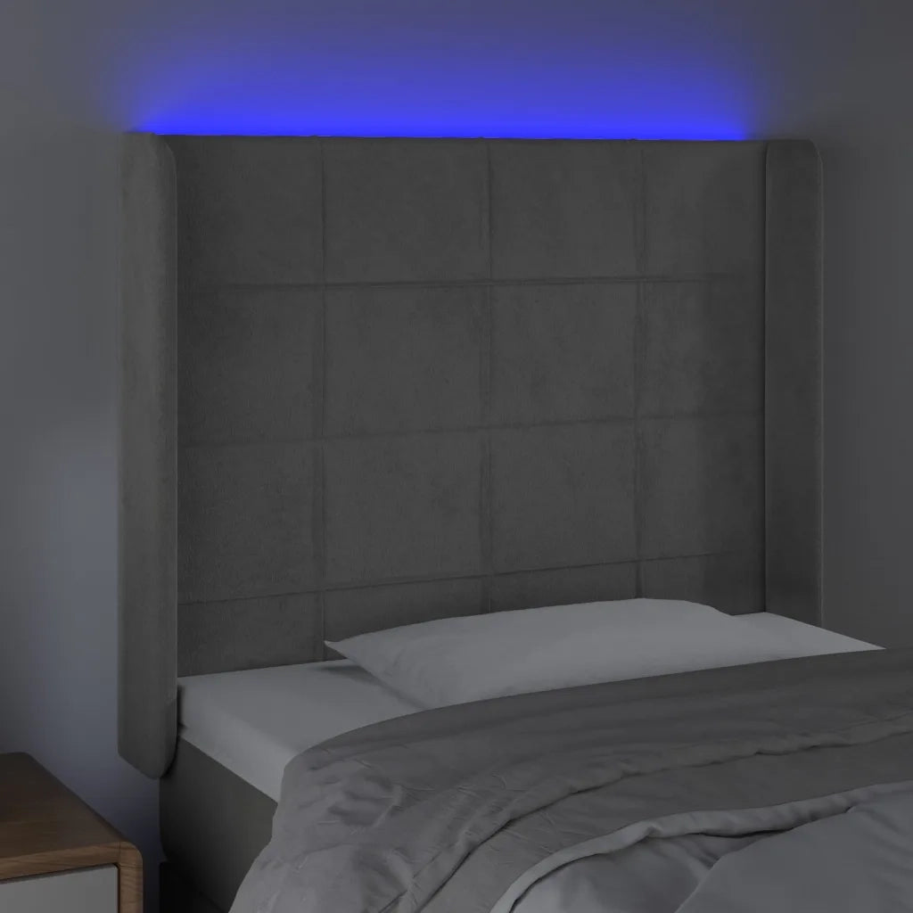 Testiera a LED Grigio Chiaro 103x16x118/128 cm in Velluto cod mxl 52847