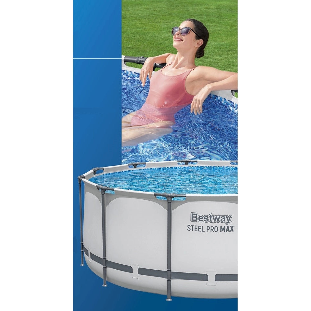 Trade Shop - Piscina Fuori Terra Con Struttura Steel Pro Max Pompa Filtro Scala ø366x122cm Tonda 56420 -