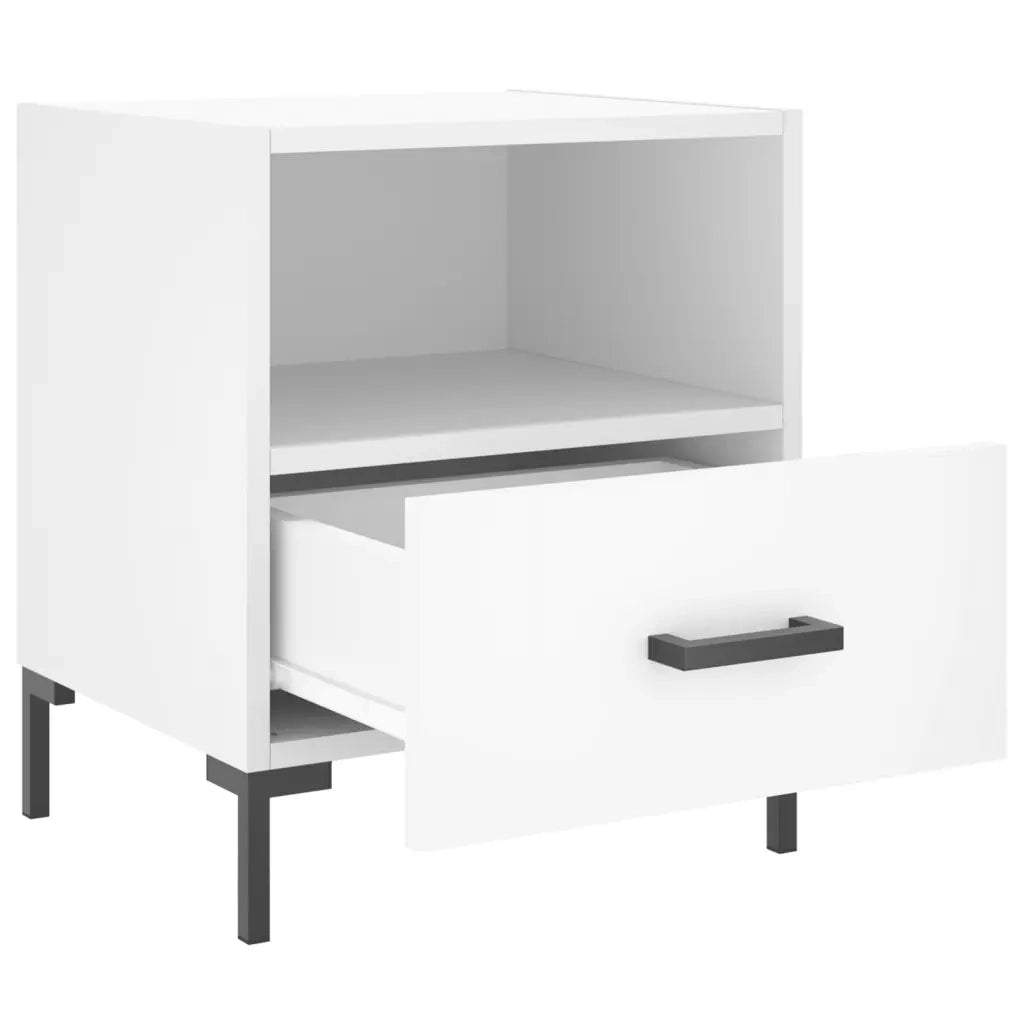 Set di 2 Comodini | Armadio da Notte | Mobiletto da notte Bianchi 40x35x47,5 cm in Legno Multistrato