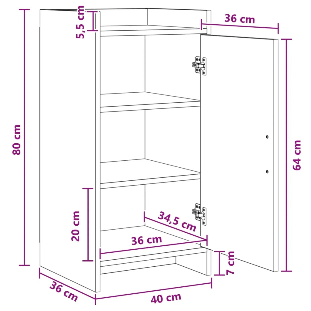 Credenza Rovere Fumo 40 x 36 x 80 cm Legno ingegnerizzato 8011055