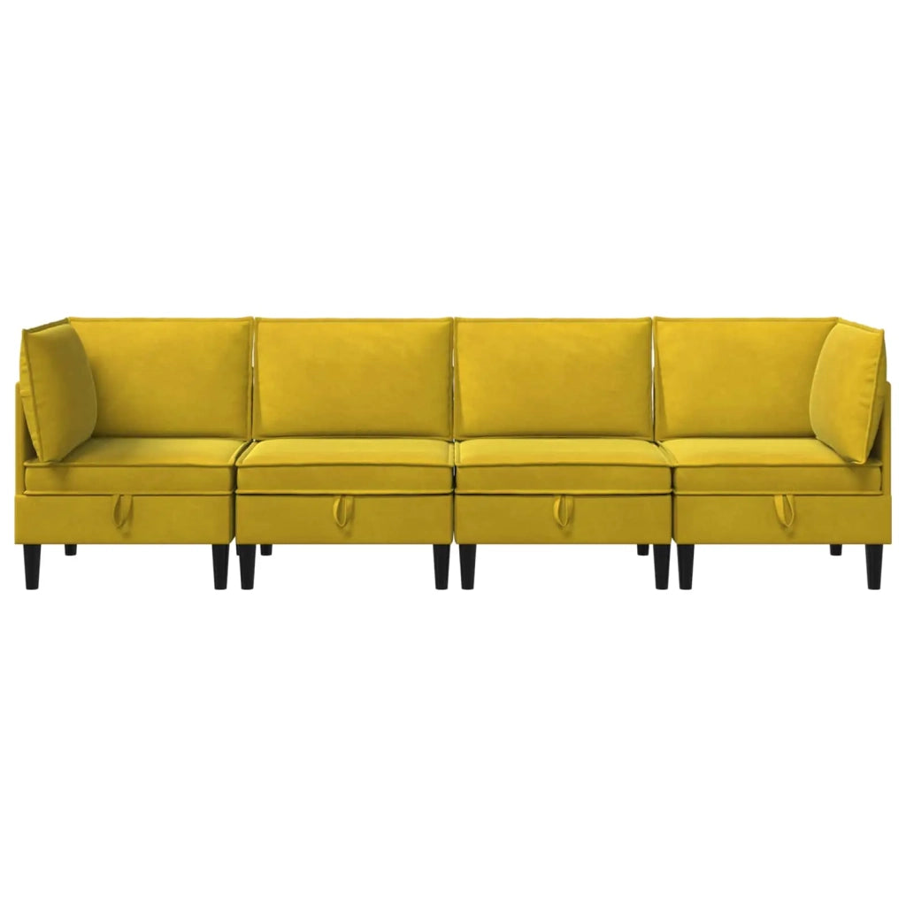 Set di mobili per il soggiorno con cuscino 4 pcs Giallo Velluto