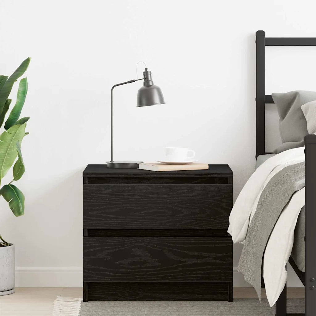 Comodino | Armadio da Notte | Mobiletto da notte con cassetto Rovere Nero 50 x 40 x 43,5 cm