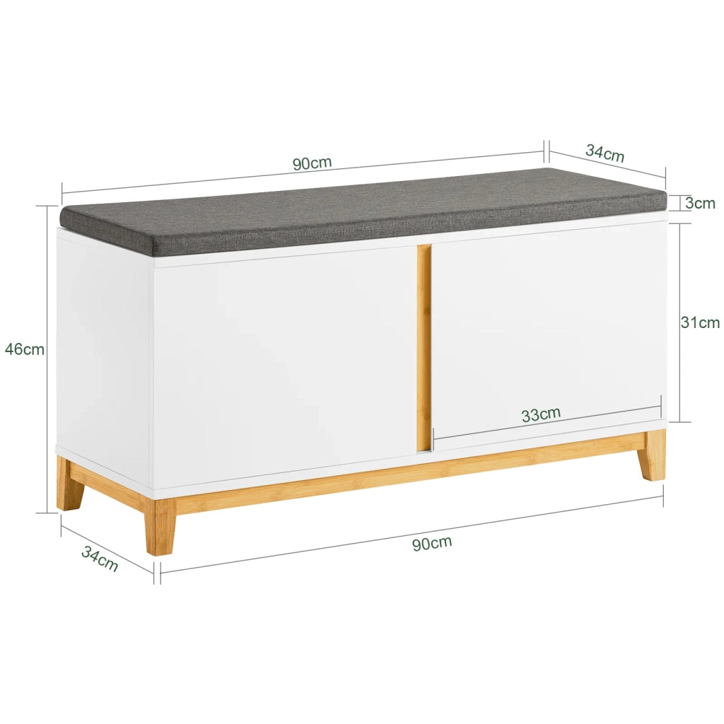 Panca Scarpiera ingresso con seduta, Cassapanca contenitore con 2 ante, 90x34x46cm FSR117-W SoBuy