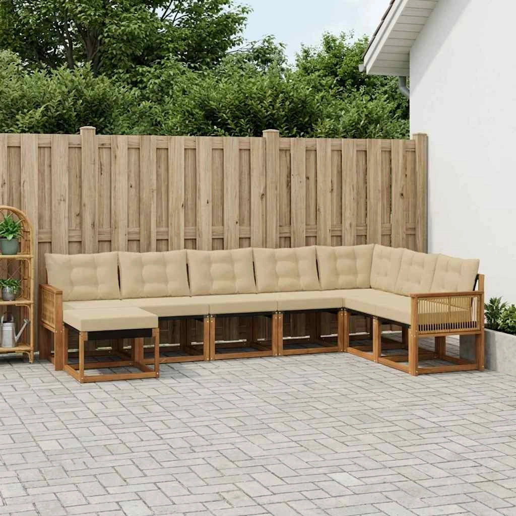 Set di divani da esterno 8 pz Naturale e Beige 3382149