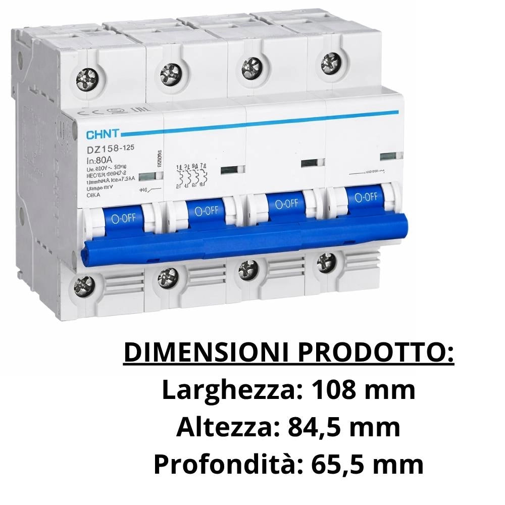 Interruttore magnetotermico modulare 4 poli chint dz158-125h