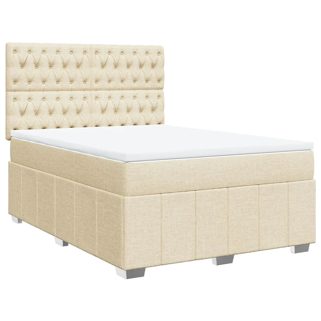 vidaXL Giroletto a Molle con Materasso Crema 160x200 cm in Tessuto