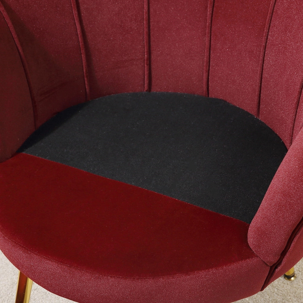 EasyComfort Poltrona a Conchiglia, Poltroncina Vintage, Poltroncina da Camera e Salotto, Design Elegante, con Schienale Alto, 76x67x74cm, Rosso Scuro