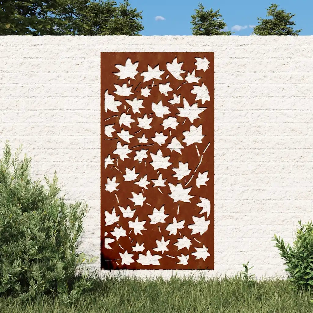 Decorazione Muro Giardino 105x55 cm Foglia Acero Acciaio Corten