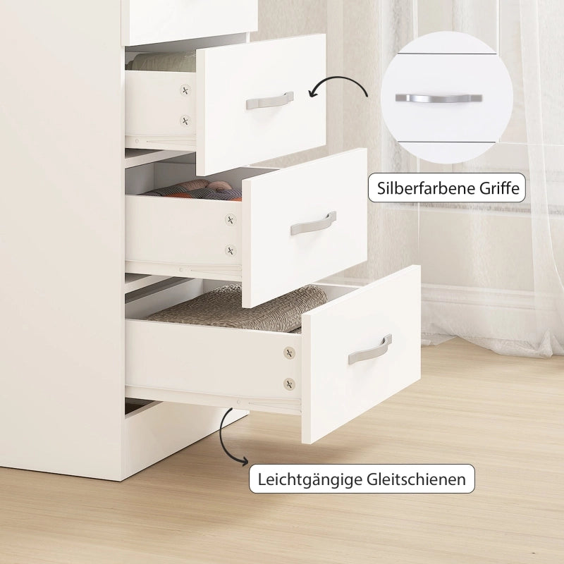 Comò stretto con 5 cassetti finitura bianca per camera da letto ingresso e soggiorno in legno bianco 40 × 35 × 85 cm