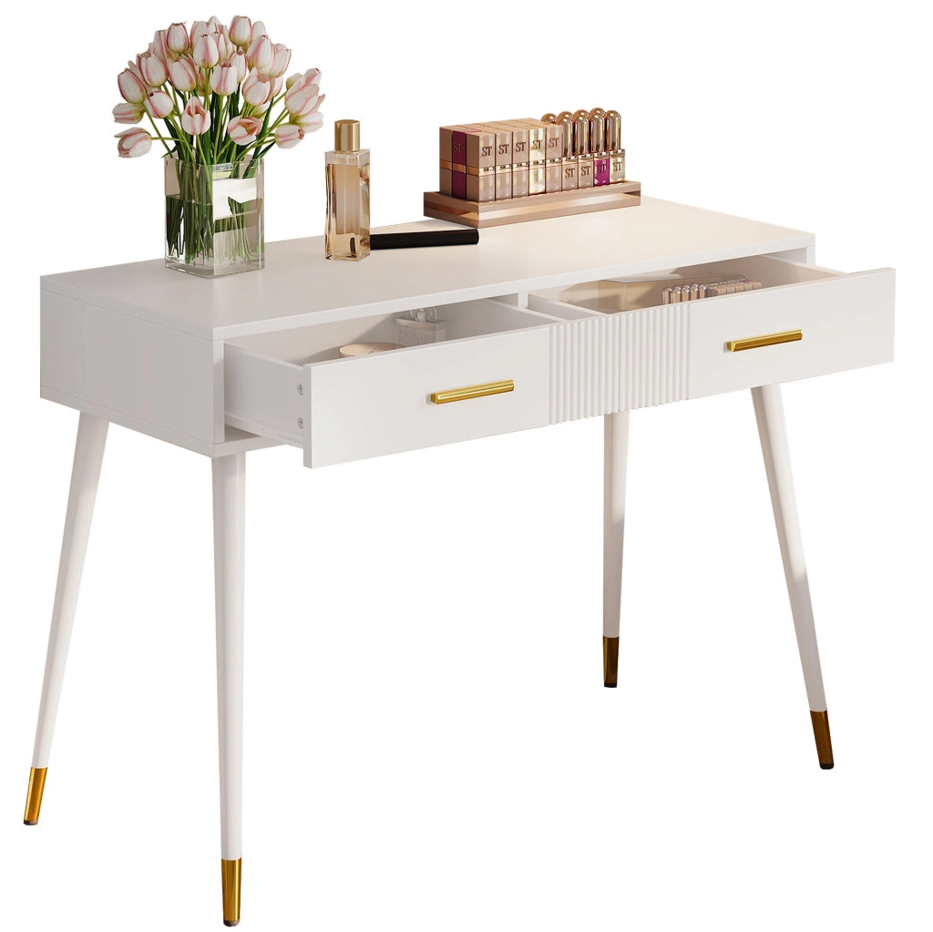 Tavolo da trucco con 2 cassetti; 100x40x76 cm; bianco