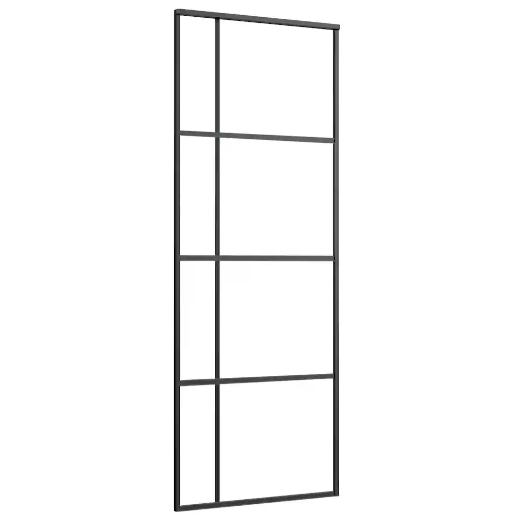 Porta Scorrevole ESG Vetro e Alluminio 76x205 cm Nera cod mxl 72328