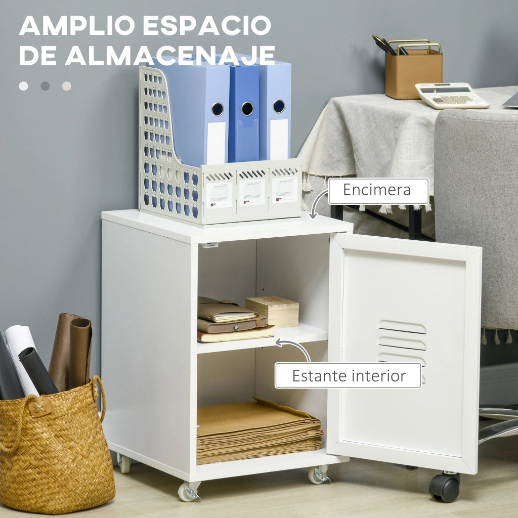 Cassettiera con Ruote e Ripiani Regolabili ¨C zephmum ¨C 38x38,5x55,5 cm Bianco