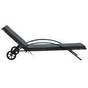 Lettini PrendiLettino sole | Sdraio da giardino | Lettino da sole con Tavolino in Polyrattan Antracite