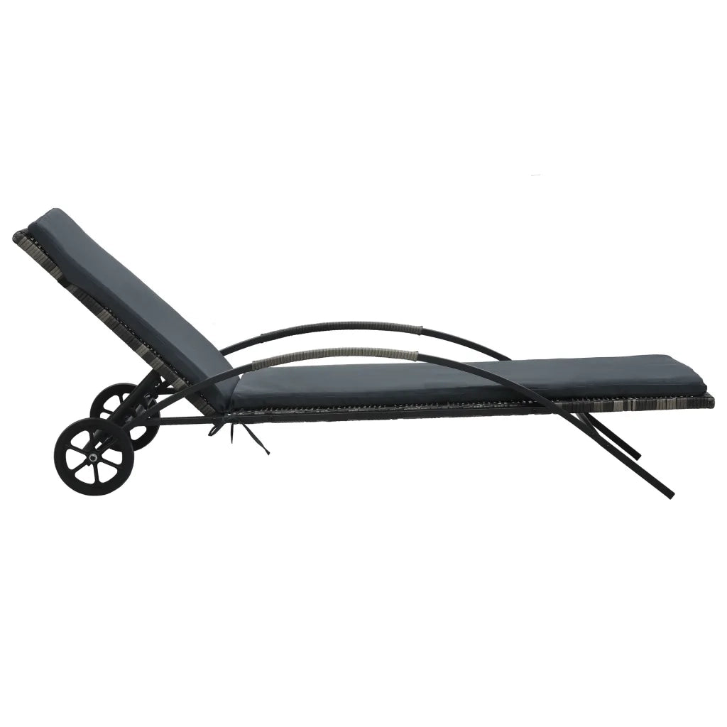 Lettini PrendiLettino sole | Sdraio da giardino | Lettino da sole con Tavolino in Polyrattan Antracite