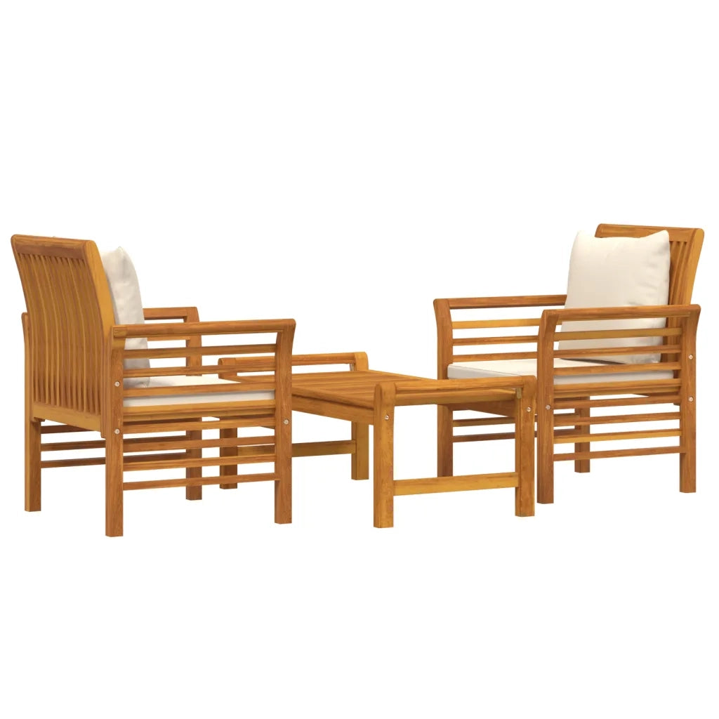 Set Mobili da Giardino 3pz con Cuscini Legno Massello di Acacia 3120461