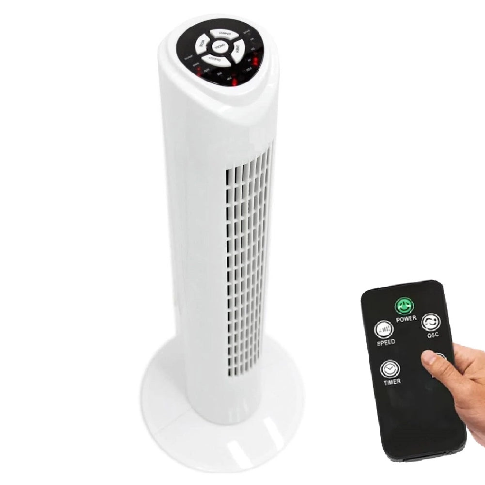 Ventilatore a Torre 80 cm Silenzioso 3 Velocità Oscillante Timer con Telecomando 45W